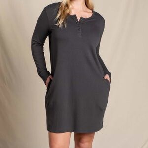 472. Toad&Co Ponderosa Long Sleeve Dress in soot grey size large